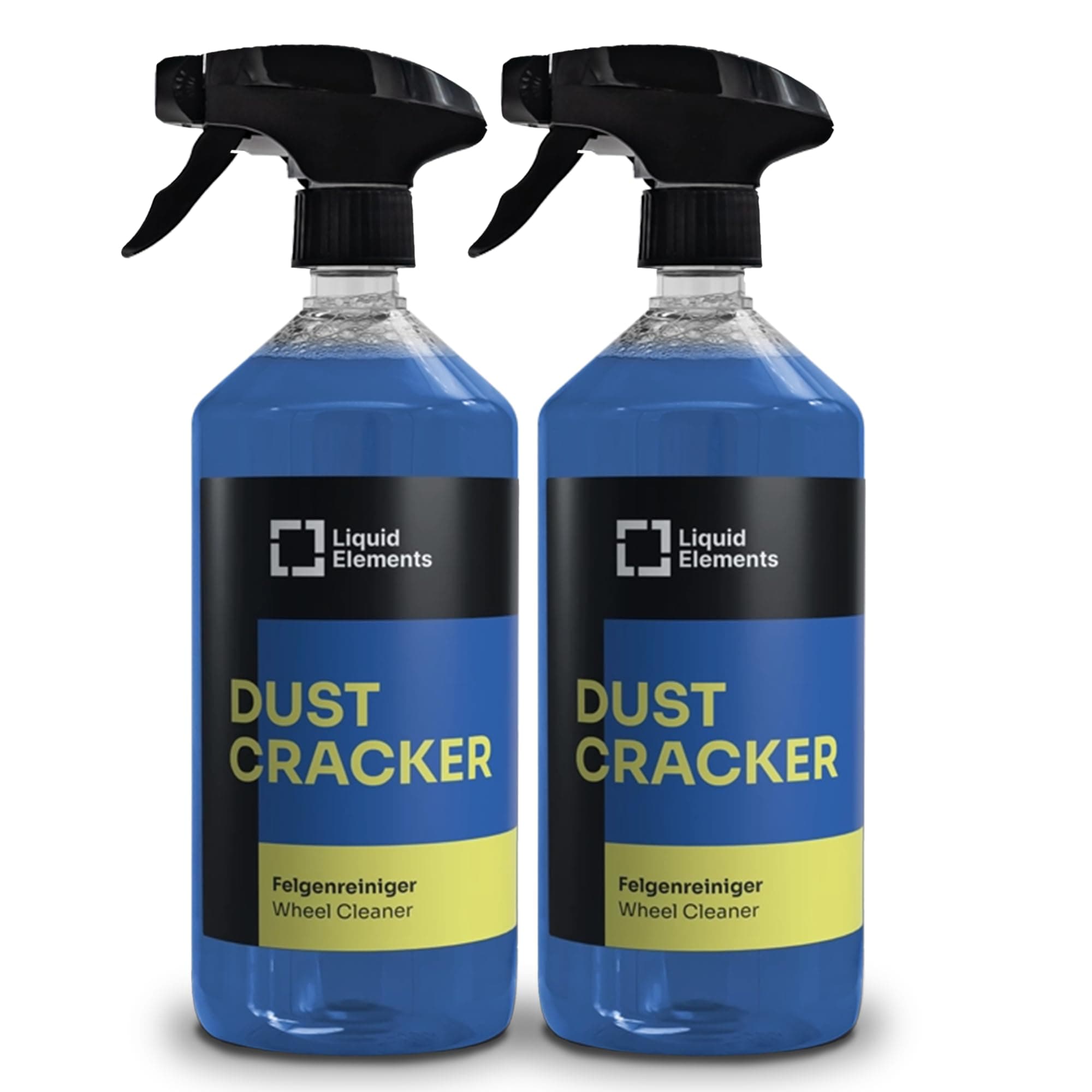 Liquid Elements – Felgenreiniger Dust Cracker 2x1 Liter – Auto Reiniger für alle Felgentypen wie Alufelgen & Stahlfelgen – säurefreier Reiniger mit Wirkindikator – entfernt hartnäckige Verschmutzungen 1 l (2er Pack)