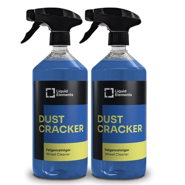 Liquid Elements – Felgenreiniger Dust Cracker 2x1 Liter – Auto Reiniger für alle Felgentypen wie Alufelgen & Stahlfelgen – säurefreier Reiniger mit Wirkindikator – entfernt hartnäckige Verschmutzungen 1 l (2er Pack)