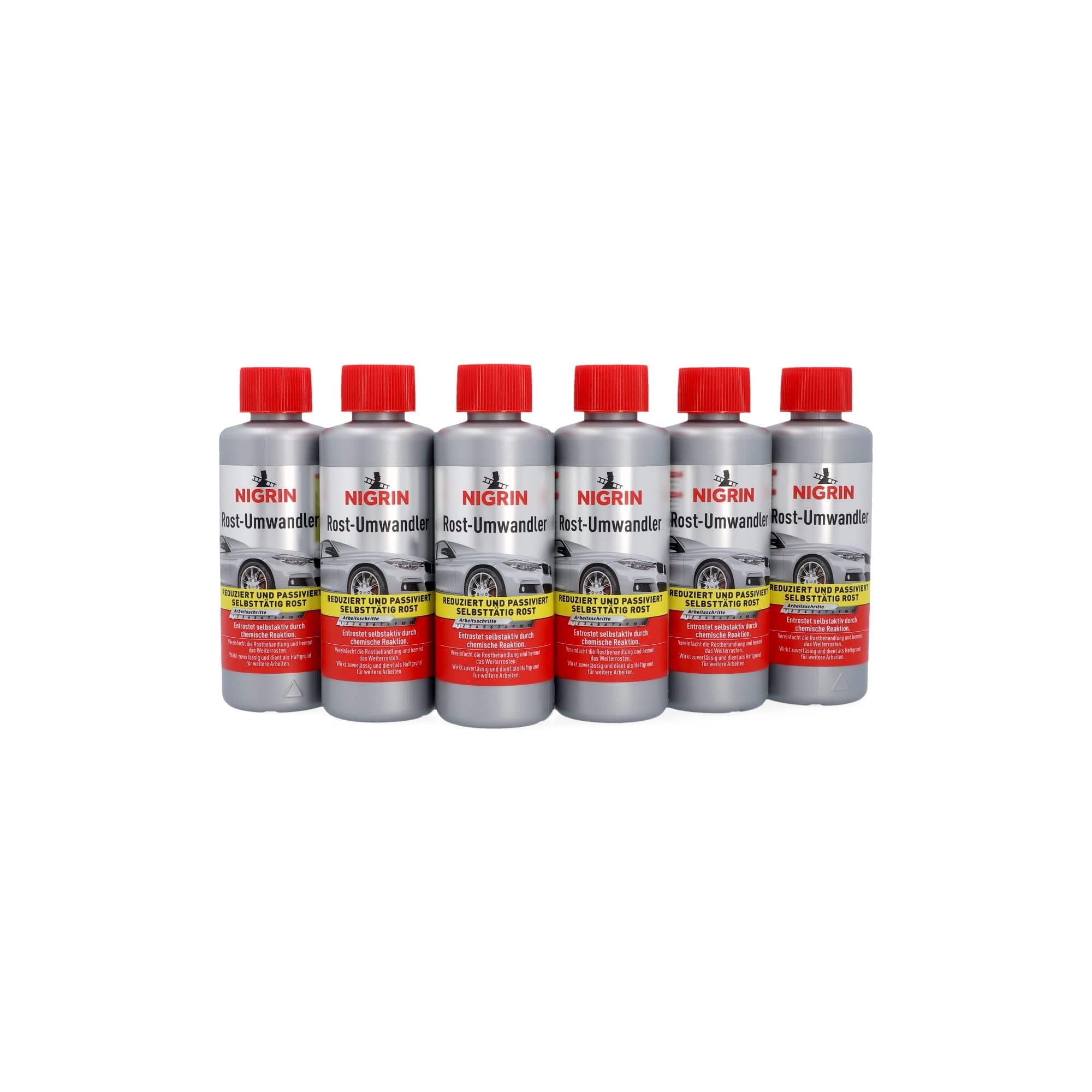 NIGRIN Rostumwandler, 6 x 200 ml, rostlösend, Rostentferner, hemmt das Weiterrosten, entrostet selbstaktiv, Mehfarbig 6 x NIGRIN Rostumwandler 200 ml