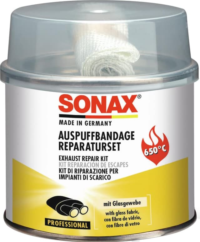 SONAX AuspuffReparaturSet (200 g) verschließt größere Risse, Löcher & undichte Stellen dauerhaft, schnell & absolut gasdicht | Art-Nr. 05531410