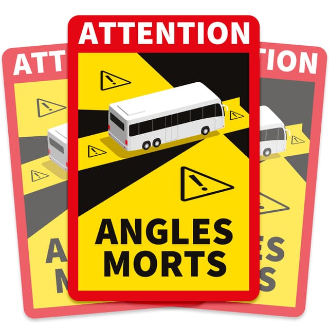 3er Set Wohnmobil Toter Winkel Aufkleber (17 x 25 cm) - Verpflichtend für Frankreich - Angles Morts für Bus Für Womo / Bus 17 x 25 cm