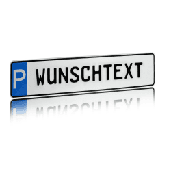 Finest Folia Individuelles Parkplatzschild 520x110mm mit P-Symbol aus Aluminium Wunschkennzeichen mit eigenem Text Wunschname für Parkplatz Schild (01 P - Wunschtext) Angebot bei HelloDeals