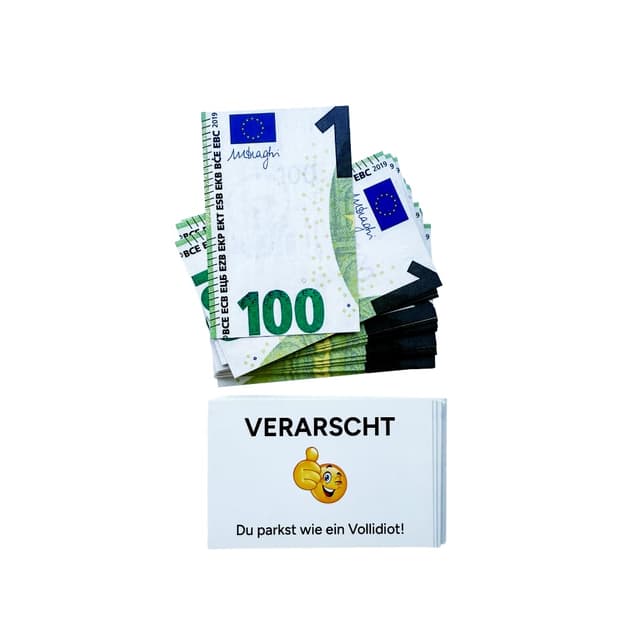 PROVISO TOOLS Auto Gadgets – Lustige Falschparker-Karten 50 Stück, schlecht geparkt, Falschparker Karten, grün 100€ Geldschein-Design, Größe 85x55mm