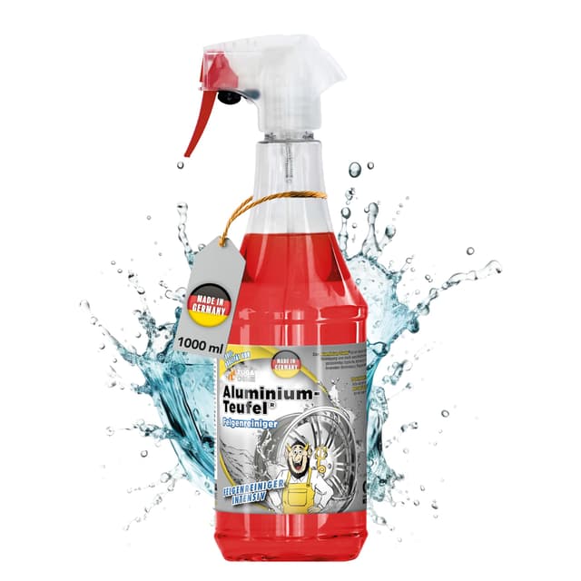 TUGA Chemie Aluminium-Teufel Felgenreiniger – säurehaltig, extra stark gegen Bremsstaub & Flugrost, für Alu- und Stahlfelgen - 1L Sprühflasche - Made in Germany 1 l (1er Pack)