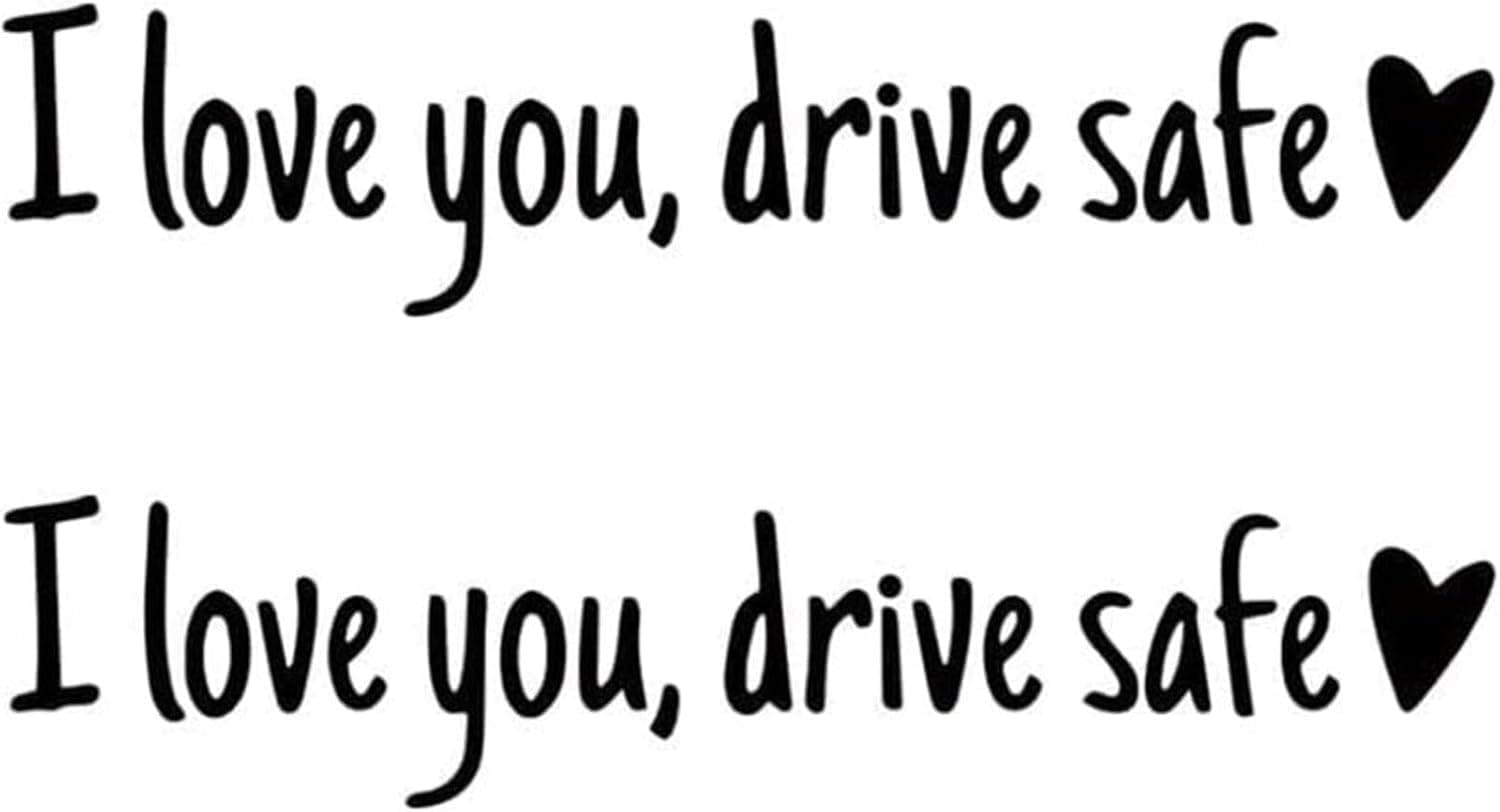 Rückspiegel-Aufkleber mit Herz, Aufschrift "I love you, drive safe", Rückspiegel-Aufkleber mit Herz, Selbstbestätigung, Autospiegel-Aufkleber für Frauen, Wasserflasche, Laptop, Zubehör, Geschenke 2pcs Schwarz
