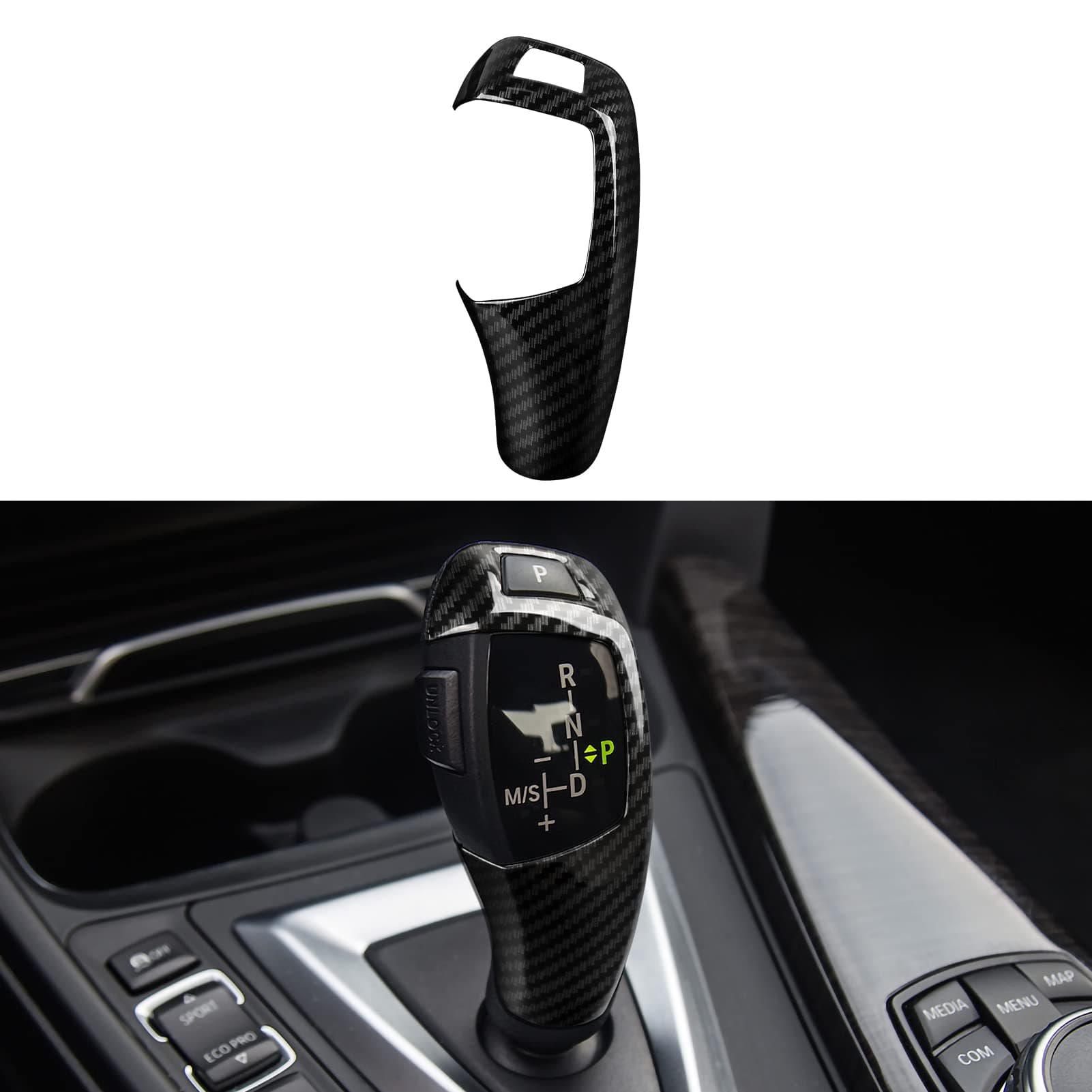 Auto Kohlefaser Aufkleber Verkleidung ABS Cover Trim Kompatibel mit BMW F20 F21 F22 F23 F30 F31 F32 F33 F34 F35 F36 F07 F10 F15 F16 F25 F26 Zubehör Gear Shift,a,new
