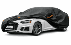 Kayme Autoplane Wasserdicht Atmungsaktiv für Audi A5 (2009-2025), 7 Schichten Vollgarage Autoabdeckung für Regen Sonne Staub Schutz Verkratzt, Autoabdeckung mit Reflektierenden Streifen. Passend für Audi A5(2009-2025) Schwarz Angebot bei HelloDeals