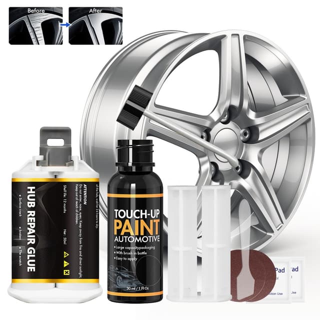 WEILAOK Alufelgen Reparatur Set, Alufelgen Lack, Felgen Reparaturset, Reifenreparaturse, Radreparaturkleber felgen Lack zur Reparatur von Kratzern, Dellen und Anderen Leichtmetallfelgen, Silbergrau