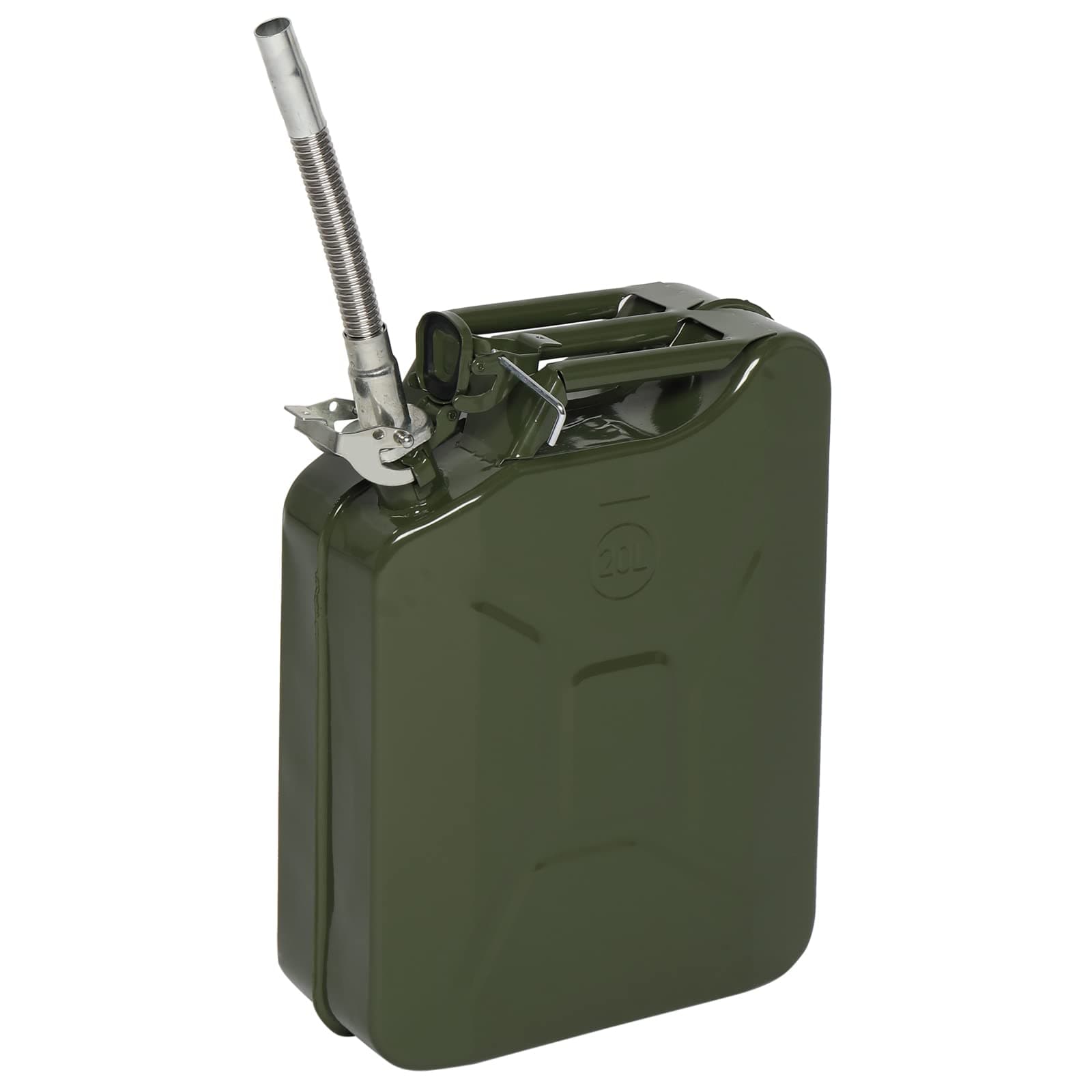 HOBBYZOO Benzinkanister 20L Metall, Kanister Kraftstoffkanister mit Flexibler Metallausgießer (Grün) Metallausgießer 1 x 20L Grün