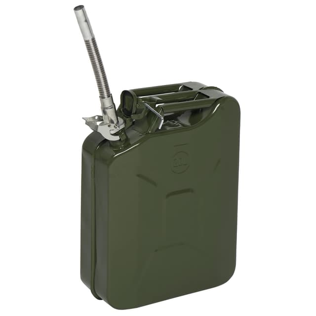 HOBBYZOO Benzinkanister 20L Metall, Kanister Kraftstoffkanister mit Flexibler Metallausgießer (Grün) Metallausgießer 1 x 20L Grün