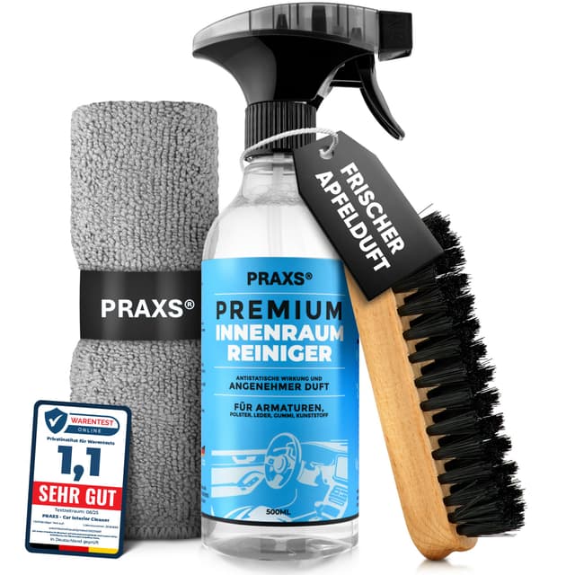 PRAXS® Innenraumreiniger Auto (500ml) - Cockpit Reiniger pH neutral - porentiefe Reinheit für Kunststoff, Polster, Leder - Auto Innenraum Reiniger, Cockpitpflege, Innenraumreiniger