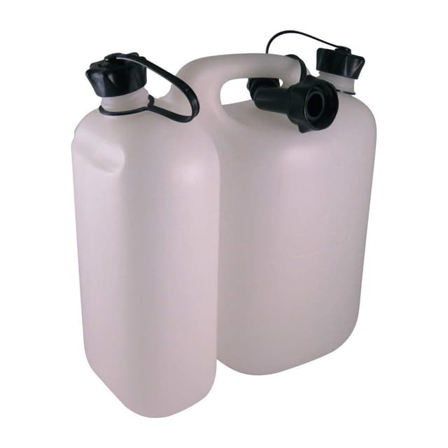 Oregon Economic Combi-Can, 5 + 3 Liter, Doppelkanister für Kraftstoff und Kettenöl, mit Mess-Skala und Sicherheitsverschluss, Transparent/Weiß (562408) weiß 5L + 3L Single