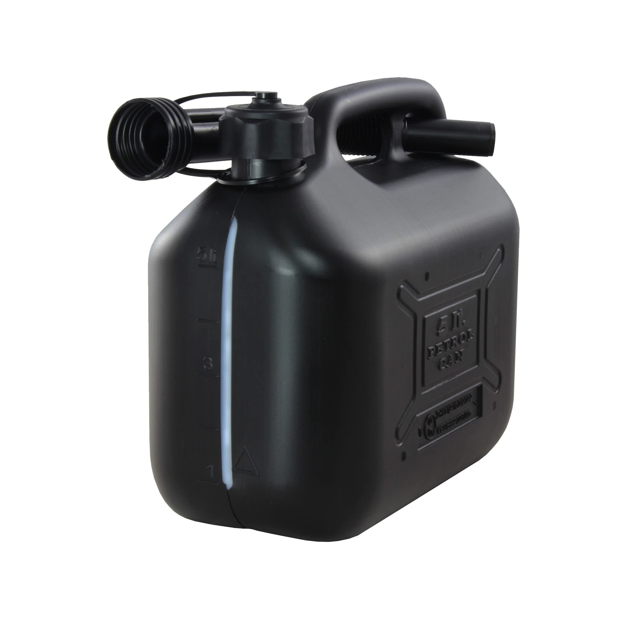 ProCar Benzinkanister 5 Liter Schwarz - UN- Zulassung Kunststoff Kraftstoffkanister mit Füllstandsanzeige - Made in Europe (Schwarz, 5 Liter)