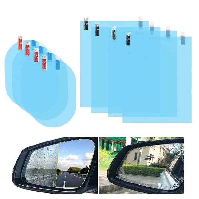 AUXSOUL 8 Stück Rückspiegel Regenschutzfolie, Regenschutzfolie Auto Regenfest, wasserdichte Spiegelfolie für Autospiegel und Seitenfenster