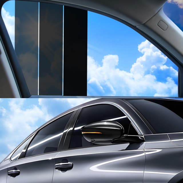 Scheibentönungsfolie Auto, Tönungsfolie Auto 3 x 50 cm, 5% VLT, Sonnenschutzfolie Fenster Innen & Außen, Fensterfolie Sonnenschutz Rückstandslose, Sichtschutz, Selbstklebend