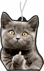 2x Duftbaum mit Katze zeigt Mittelfinger Motiv, Auto lustig Duftspender, Duftbaum Auto tuning, Lufterfrischer, Duftanhänger Auto, Duftbaum Set Auto Angebot bei HelloDeals