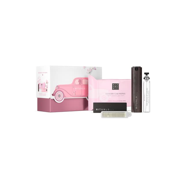 RITUALS The Ritual of Sakura Autoparfum Geschenkset – Enthält ein Autoparfum, eine Packung Autotücher und einen wiederverwendbaren Holzhalter mit 2 nachfüllbare Lufterfrischern Sakura - Gift Set