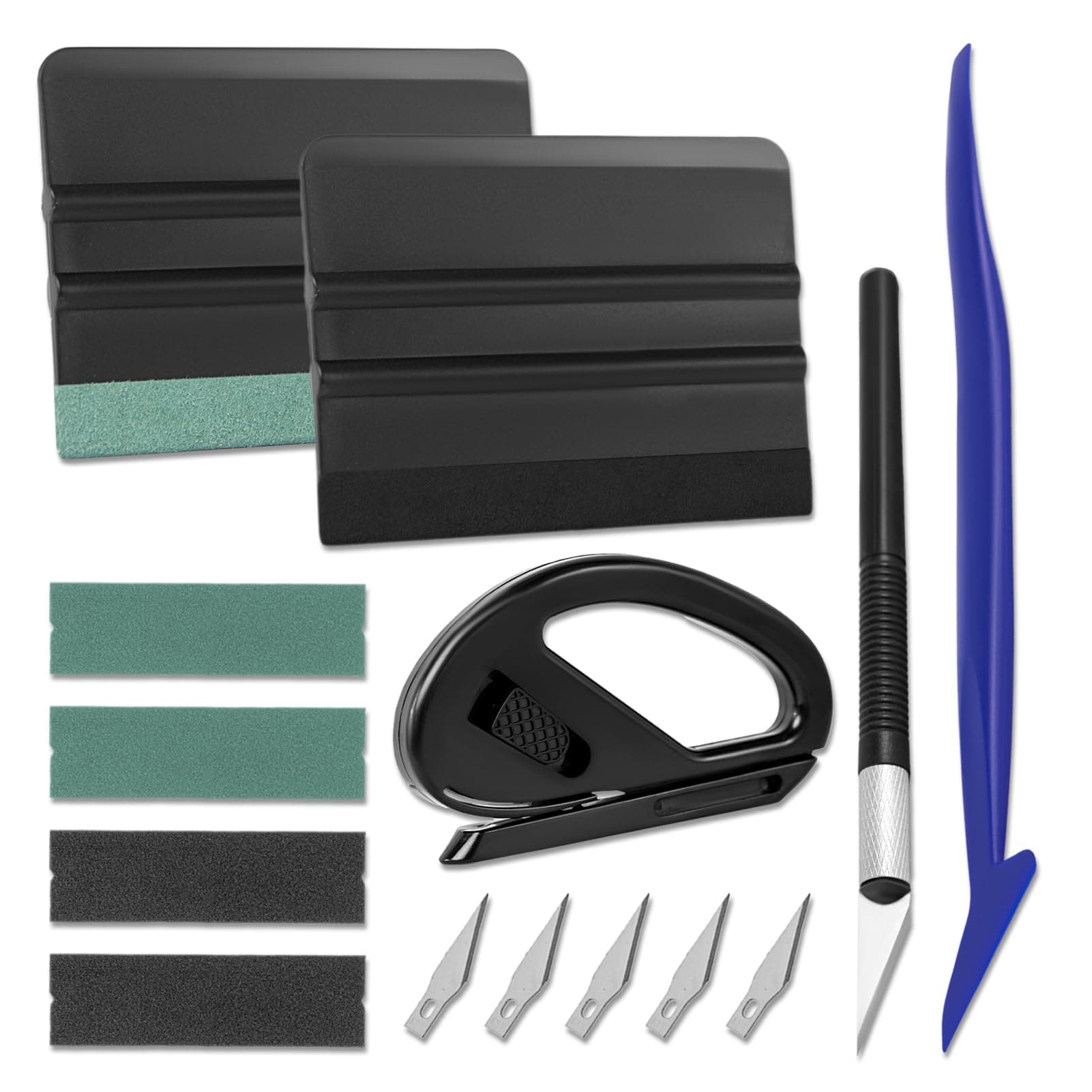 Art3d Fensterfolien-Kit Professionelles Autofolien-Kit mit Filzrakel und Filzersatzteilen, Bastelmesser und Klingen, Sicherer Vinylschneider, Mikrorakel, Tapetenwerkzeug Praktischer Stil F