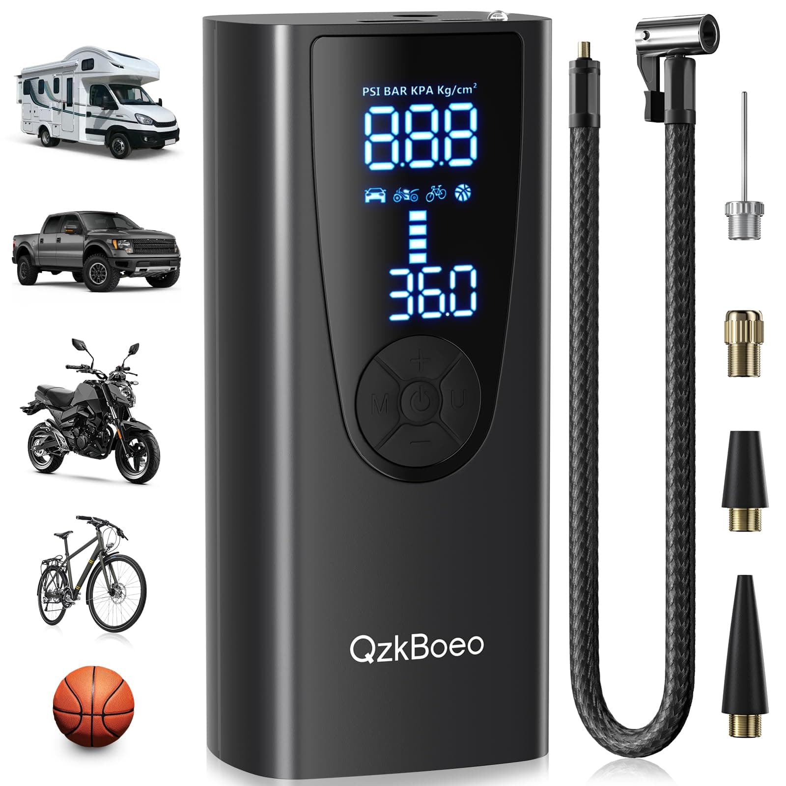 Portable Air Pump, Tire Inflator Portable Air Compressor-Upgrade Electric Air Pump for Car Tires, 150 PSI Tire Pump-Cordless Tire Inflation with Pressure Gauge