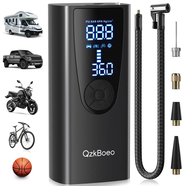 Portable Air Pump, Tire Inflator Portable Air Compressor-Upgrade Electric Air Pump for Car Tires, 150 PSI Tire Pump-Cordless Tire Inflation with Pressure Gauge