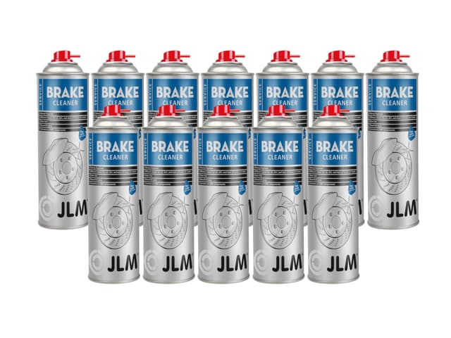JLM Bremsenreiniger Spray - Effektive Reinigung von Schmutz, Öl und Bremsstaub von Bremsscheiben, Bremsbelägen & Kupplungsteilen - 12 x 500ml Sprühdose