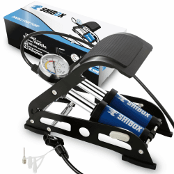 Fußpumpe Fahrrad alle Ventile I Fußluftpumpe mit Manometer und extra langem Schlauch (100 cm) I Fusspumpe Auto I Luftpumpe Fahrrad alle Ventile auch Auto -Ball -Motorrad Angebot bei HelloDeals