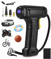 Elektrische Luftpumpe, Autoreifen pumpe mit Digitalanzeige,Notlicht,150PSI Elektrischer Kompressor,USB-C wiederaufladbar,elektrische fahrradpumpe,Elektrische pumpe für Auto,Motorrad,Fahrräder,Bälle Angebot bei HelloDeals