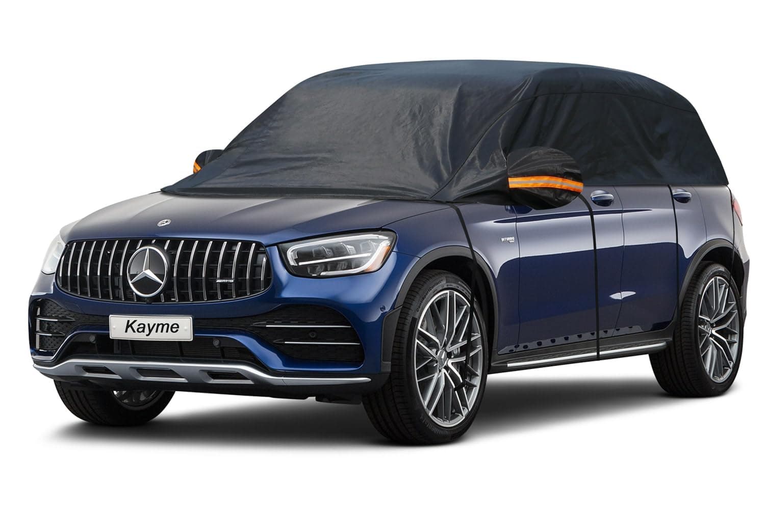 kayme Halbgarage Wasserdicht Atmungsaktiv Autoabdeckung. Halbabdeckung Autoplane für Regen Sonne Staub Schutz. PKW Abdeckplane Wetterfest, Faltgarage für SUV/4x4.(bis zu 460 cm) YM H4 - Für SUV Bis zu 460 cm Schwarz