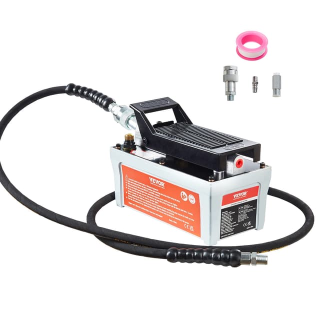 VEVOR 700 bar Lufthydraulische Pumpe 1,6L Hydraulikpumpe 0,8L/min (ohne Last) 0,16L/min (Belastung) Hydraulische Fußpumpe mit 2m Schlauch Luft Fußpumpe Autoreparatur Öltakelage Maschinenwartung Lufthydraulikpumpe grau