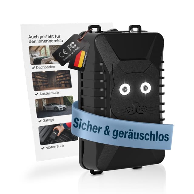 WERTWERK® Maderschreck Auto – Marderabwehr mit Ultraschall & Lichtblitz, Gerät zum Marder vertreiben im Motorraum, Dachboden, Garage & Haus, flexibel nutzbar mit Netzteil oder AA-Batterien