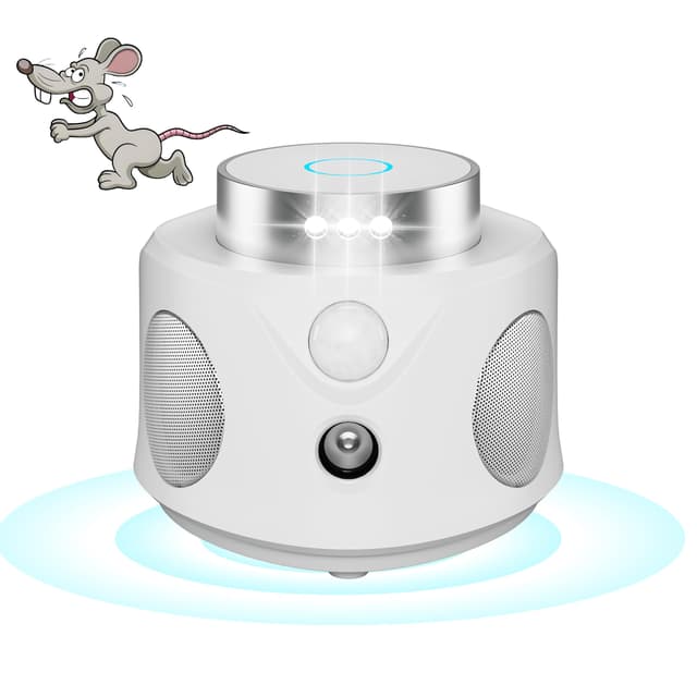 Marderschreck mit Stecker, Jkevow Ultraschall Mäuseabwehr 360° Rat Repellent, Anschluss an Steckdose Marderschreck für Dachboden, Haus, Garten, Garage Weiß