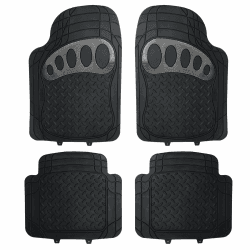 eSituro Auto Fußmatten Universal Automatten Gummimatten Gummi Matten Schneiden Autoteppiche Set Schwarz/Silber Angebot bei HelloDeals