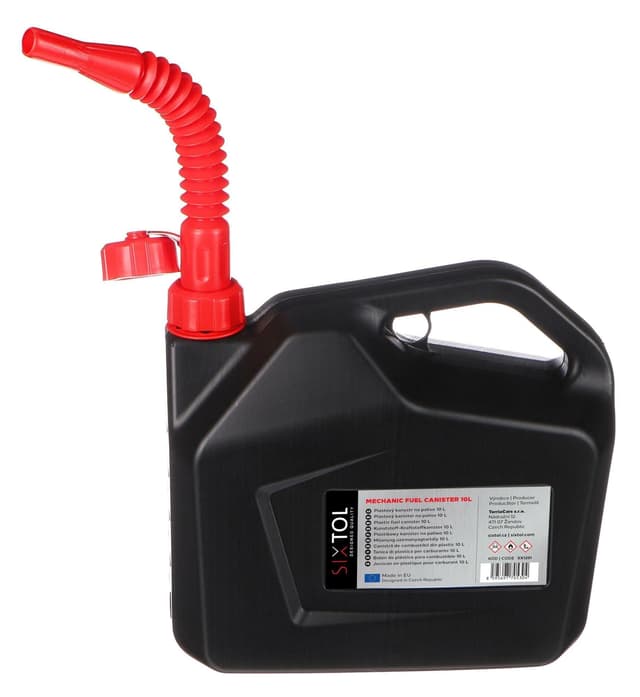SIXTOL MECHANIC FUEL CANISTER 10L | Kunststoffkanister für Kraftstoffe | UN-zertifiziert | Flexibler Ausgießer | Benzinkanister | Reservekanister 10 L