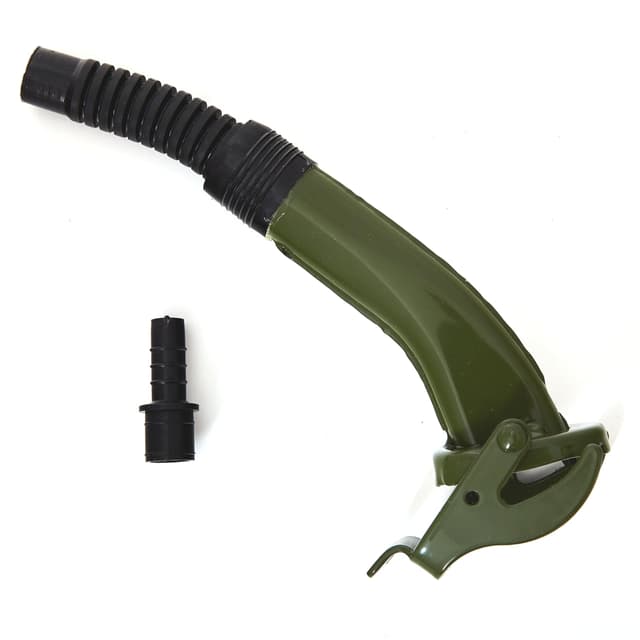 BW® Ausgießer flexibel für Kraftstoffkanister Metall Benzinkanister 5/10 / 20 Liter - Flex Standard mit Halterung für 10/20 Liter Kanister - Olivgrün - RAL 6003 - Made in Europe Olivgrün 25cm Ausgießer + Halter 10/20L Kanister