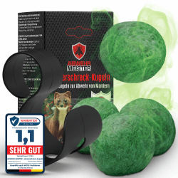 ABWEHR MEISTER Original 4X Marderschreck-Kugeln inkl. PKW- Halterung, Marderschreck Auto mit Sofort und Langzeitwirkung, Marderabwehr zum Schutz vor Marder im Motorraum Made in Germany Grün Angebot bei HelloDeals