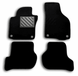 Fußmatten für Golf 5 / Golf 6 / Scirocco III/Octavia II nach Maß, rutschfest, Absatzschoner aus verstärktem Gummi und Befestigungsknöpfen, Schwarz Angebot bei HelloDeals