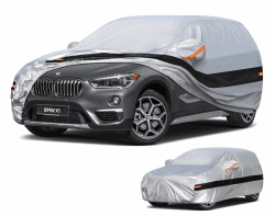 Holthly Autoabdeckung SUV Passend für BMW X1 E84/F48/F49/U11(2009-2025) 10 Schichten Vollgarage Auto Abdeckplane 100% Wasserdicht Autoplane Outdoor Autogarage Staubschutz,Wind,Regen und UV Schutz. Silber Passend für BMW X1 Angebot bei HelloDeals