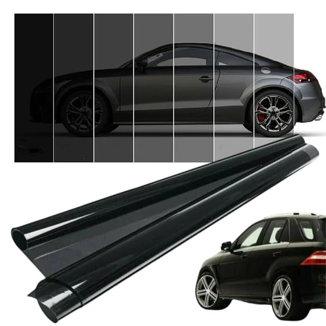 Schwarze Tönungsfolie Auto, Länge: 305CM, Breite: 75CM, Sonnenschutz Scheibentönungsfolie Fenster Auto, UV Sichtschutz Verdunklungsfolie Für Fenster (VLT 1%)
