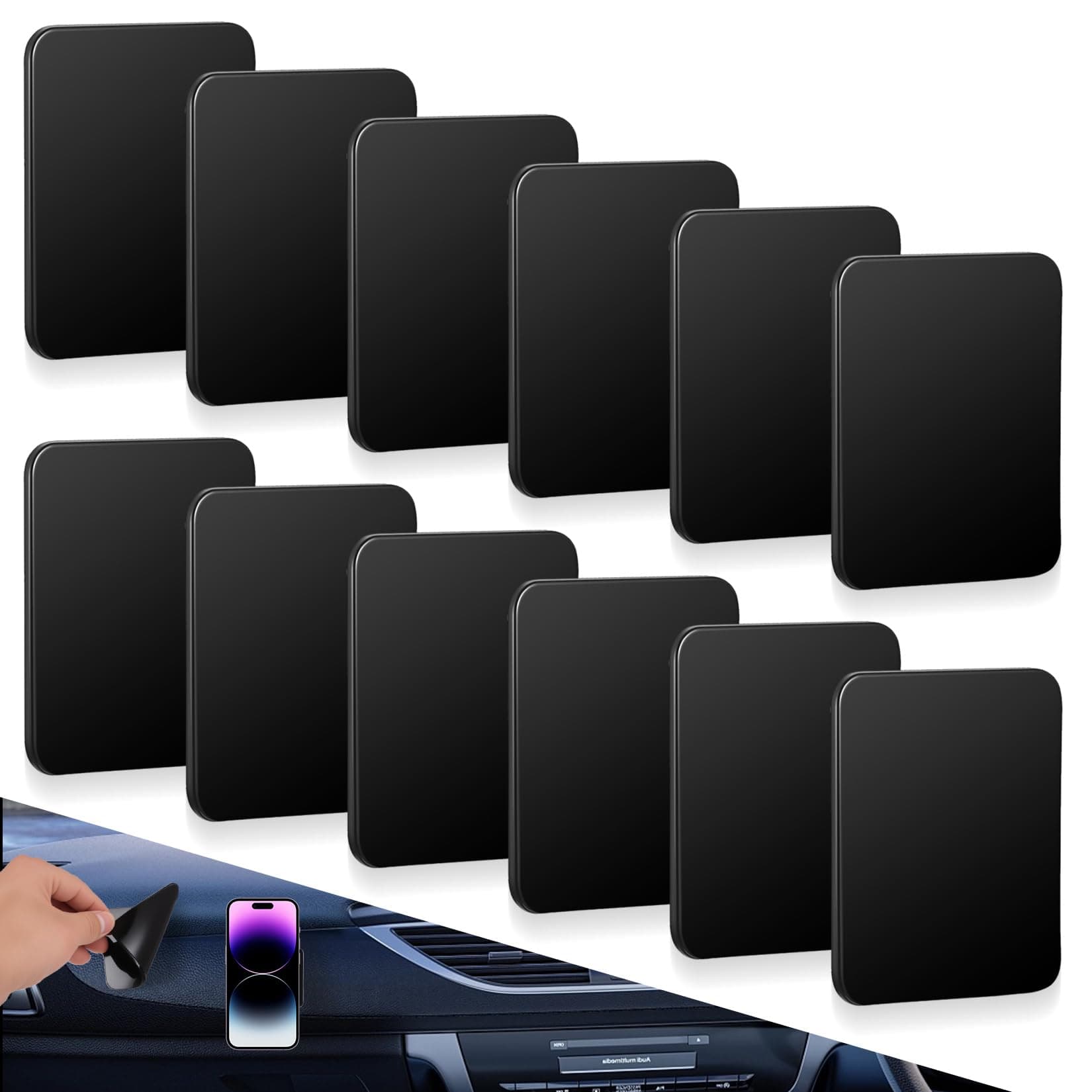 Antirutsch Pads,12 Stück Nano Gel Pad,Waschbare Auto Anti Rutsch Pads,Doppelseitig Klebende Antirutschmatte Auto Armaturenbrett Wiederverwendbar
