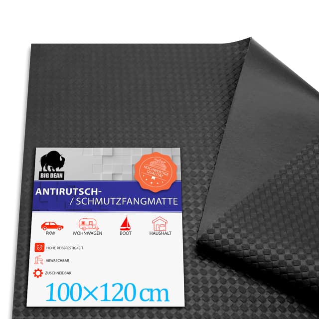 BigDean wasserdichte Antirutschmatte Auto 120x100cm universell zuschneidbar – rutschfeste Kofferraum Schutzmatte