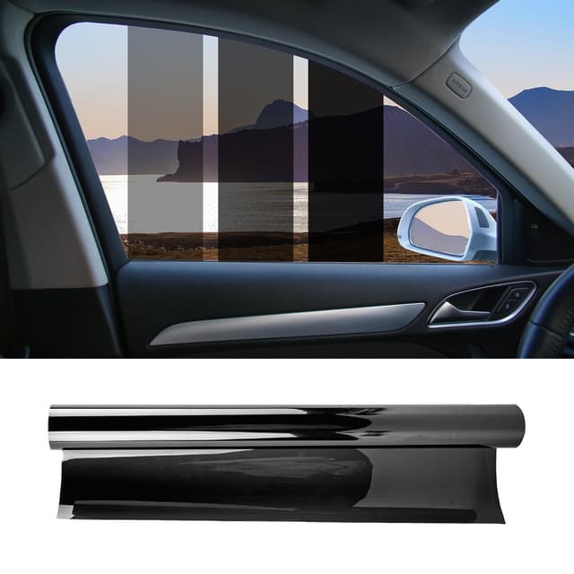 Tönungsfolie Auto, Scheibentönungsfolie Auto 20% VLT, 50 * 300CM Scheiben Tönung Folie Auto für blockiert Hitze, Blendung, UV und IR-Strahlen Schwarz - 20% Lichtübertragung