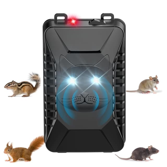 Marderschreck Auto, Effektive Ultraschall Marderabwehr mit Blinklicht, Marderschreck Anschluss USB oder Batteriebetrieb, Marderschutz für Motorraum, KFZ, Dachboden, Haus, Garten 13,3 x 11,8 x 4,1 cm
