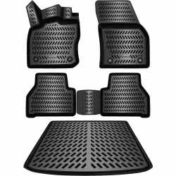 ELMASLINE Gummimatten & Kofferraumwanne Set für VW Caddy 5 (V) 2020-2025 | Nicht für Maxi/Grand (Langversion) und Cargo !! | Hoher Rand | Extra hoher 5cm Rand Angebot bei HelloDeals