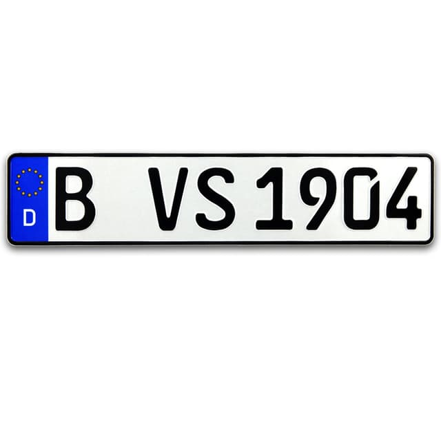 VooSale 1 DIN zertifizierte Eurokennzeichen in der Standard-Größe 520mm x 110mm mit ihrer Wunschprägung auch für Fahrradträger geeignet in Top Qualität 1 Kennzeichen