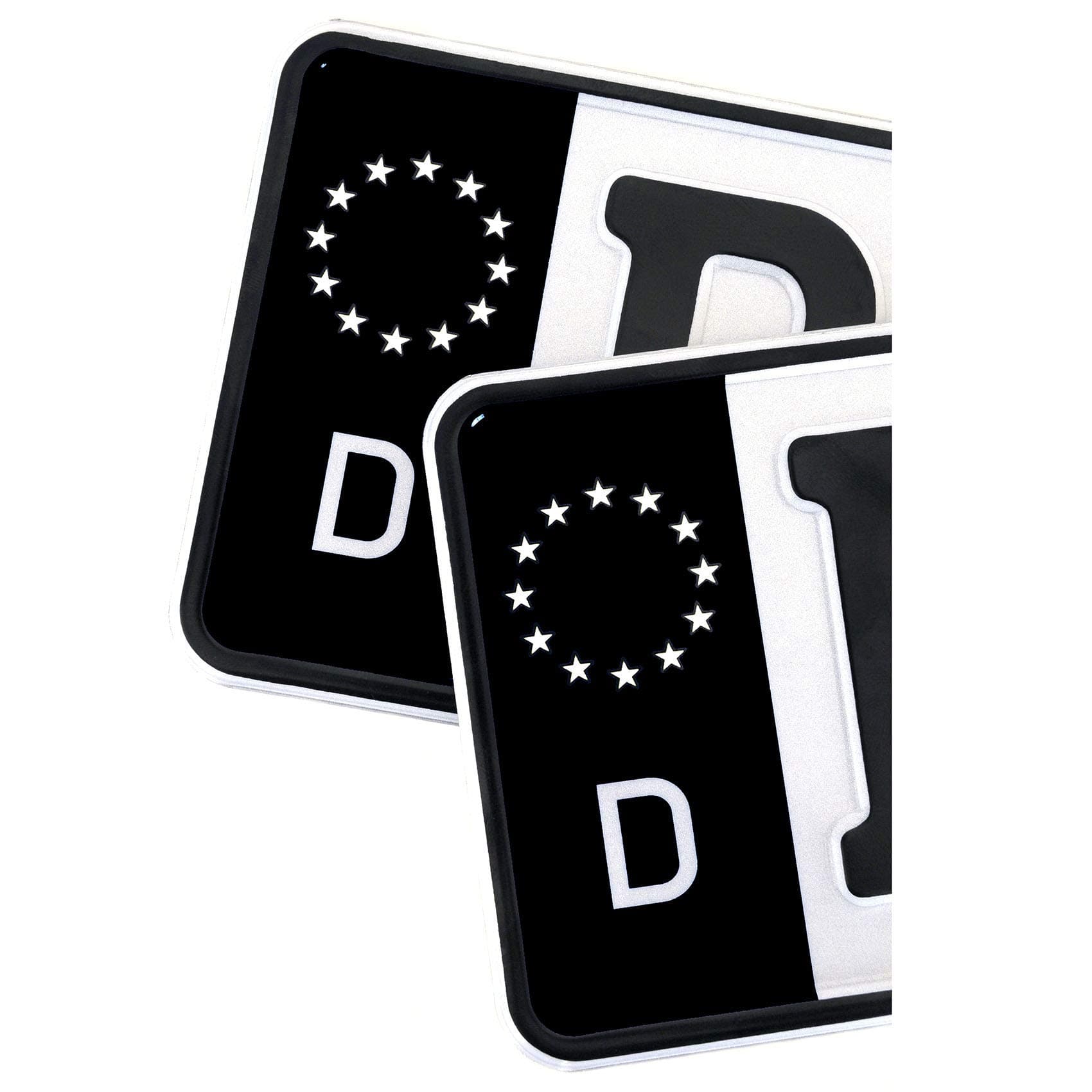 2 x Kennzeichen Sticker passgenau für EU Feld 11x5cm Design Aufkleber für Nummernschild Folie KFZ Schwarz oder mit Fahne waschstraßenfest R059 (04 Deutschland, Classic) 04 Deutschland Classic