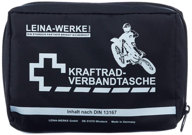 LEINA-WERKE REF 17010 Leina Kraftrad-Verbandtasche, Inhalt DIN 13167, schwarz Without vectro Black/White