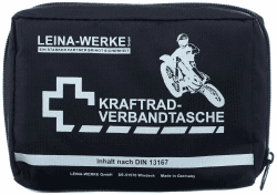 LEINA-WERKE REF 17010 Leina Kraftrad-Verbandtasche, Inhalt DIN 13167, schwarz Without vectro Black/White Angebot bei HelloDeals