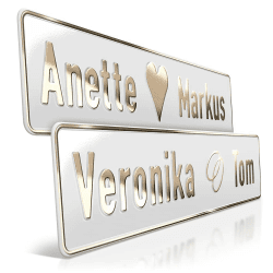 1 Hochzeit Autoschild Weiß | Goldprägung Wunschtext | Herz & Ringe | Aluminium Hochzeitsschild | Hochzeitsauto Kennzeichen | just married | grod gheirat Platine: Weiß Angebot bei HelloDeals