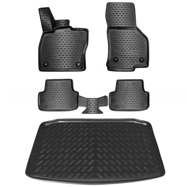 ELMASLINE 3D Gummimatten & Kofferraumwanne Set für Seat/Cupra Ateca (2017-2025) Vertiefter Standard Ladeboden | Zubehör Fußmatten Kofferraummatte Kofferraum Vertiefter Boden (Siehe 2. Foto)