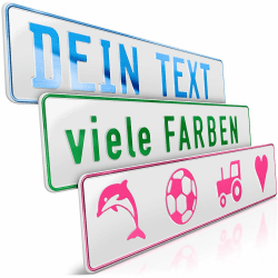 schildEVO 1 Fun-Schild geprägt | Weiß mit Wunschtext bis zu 16 Zeichen | Aluminium Namensschild | Individuelles Fun-Kennzeichen | Bohrlöcher & Saugnäpfe Angebot bei HelloDeals